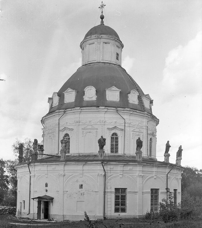 Храм в Подмоклово до реставрации — архивное фото 1936 года Церковь Рождества Богородицы в Подмоклово, фото 1936 года
