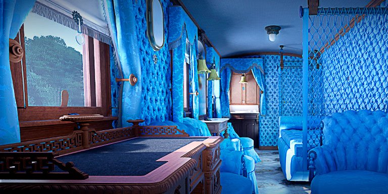 Воссозданный интерьер «синего вагона» императорского поезда, VR-экспозиция в Александровском дворце.